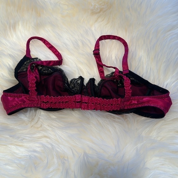 Victoria’s Secret Gold Label 90s pink satin black lace bra likenew Deadstock 34B - Picture 5 of 8